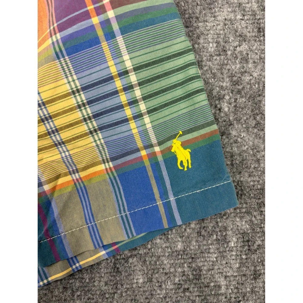 Polo Ralph Lauren Mens Madras Plaid Swim Trunks Multicolor Mesh Lined Large